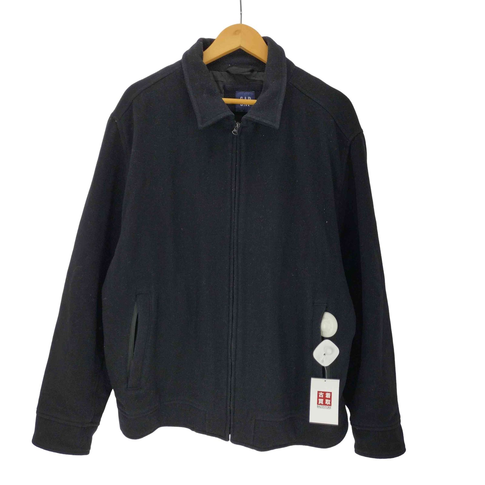 90s OLD GAP ジップ ウールジャケット ブラック キルティング ギャップ Gap 00S 紺タグ OLD 裏地キルティング 中綿 ジップ