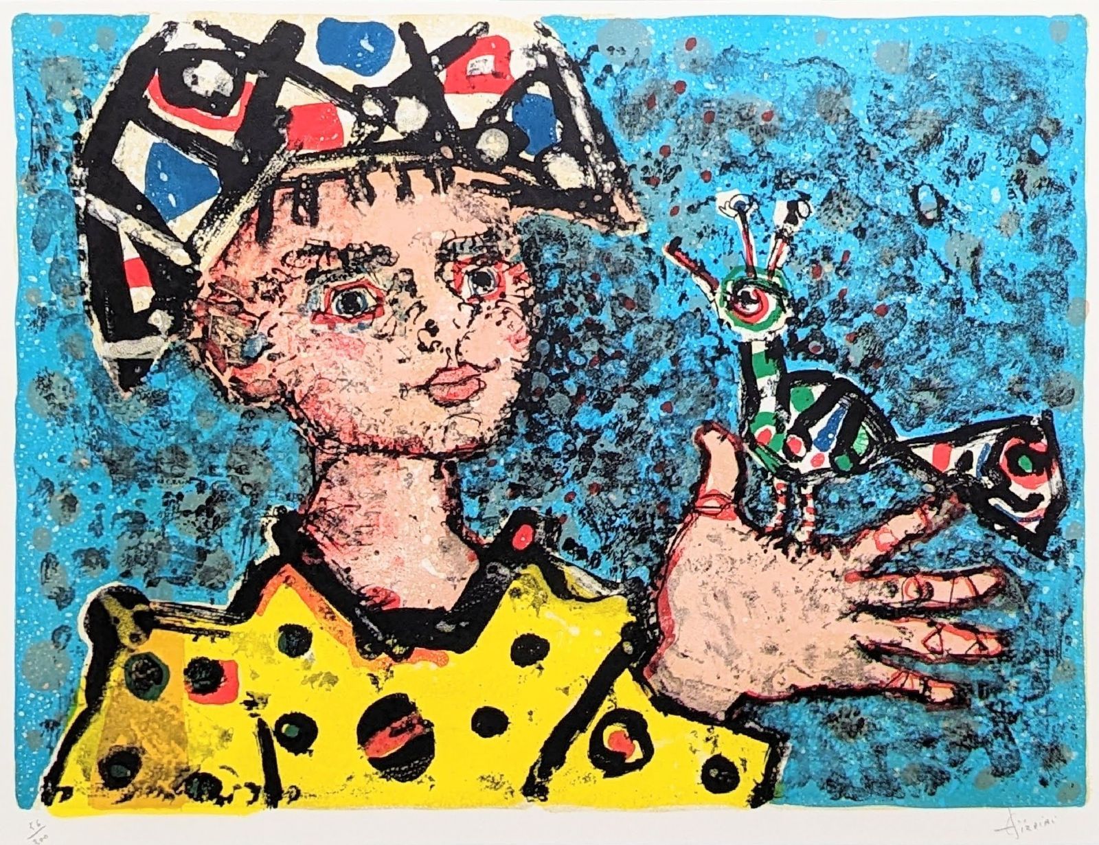 【真作】【直筆サイン】ポール・アイズピリ「少年と鳥」【リトグラフ】【美品】 ポール・アイズピリ「少年と鳥」リトグラフ 直筆サイン 200部限定 真作