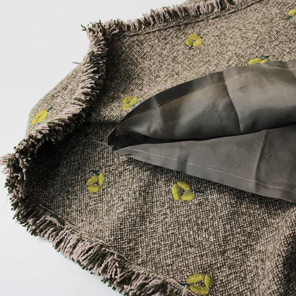 美品 mina perhonen ミナペルホネン ohayo 刺繍 ウール タックフレア