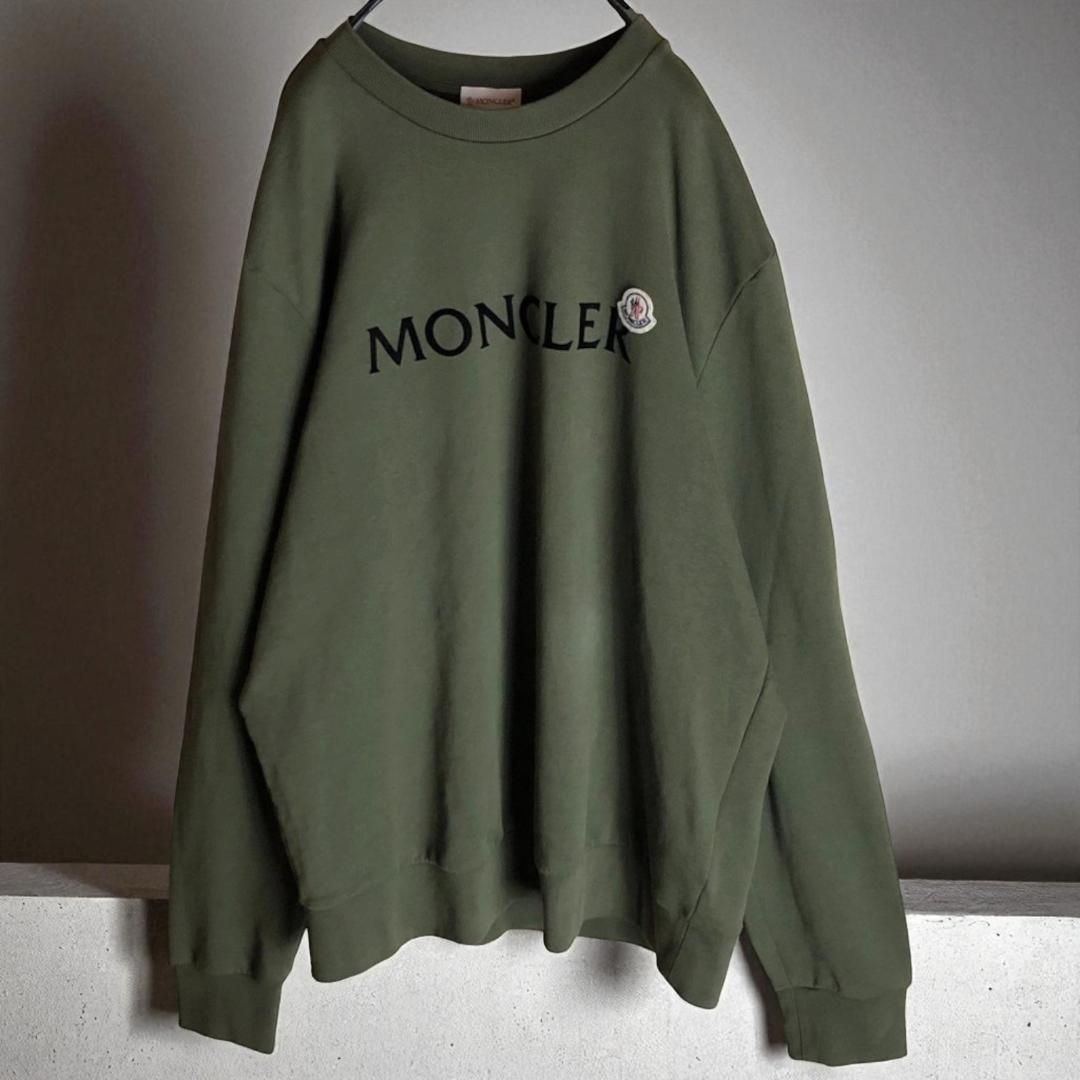 未使用タグ付き☆MONCLER レタリングスウェット XL カーキ色