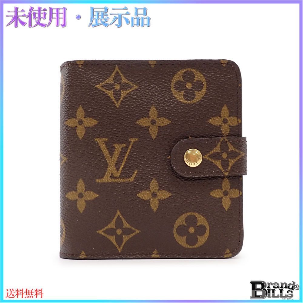 ルイ ヴィトン コンパクトジップ 折り財布 M61667 モノグラム ブラウン 