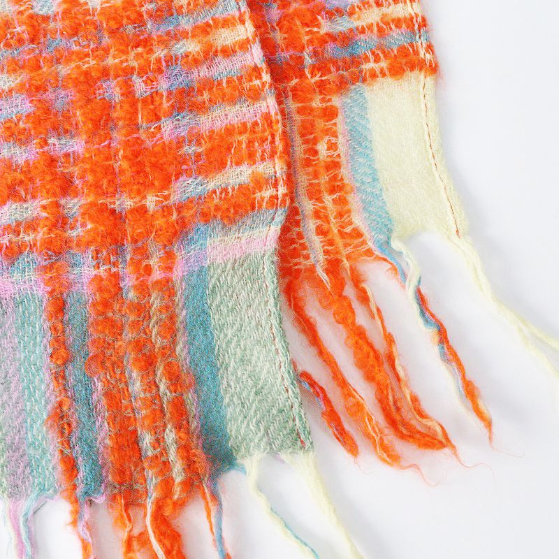 パラスパレス Pal'las Palace 縮絨 ウール フリンジ チェック 大判