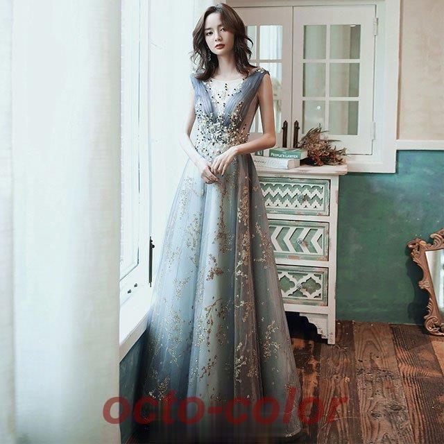 2025新品未使用 ロングドレス ノースリーブ イブニングドレス