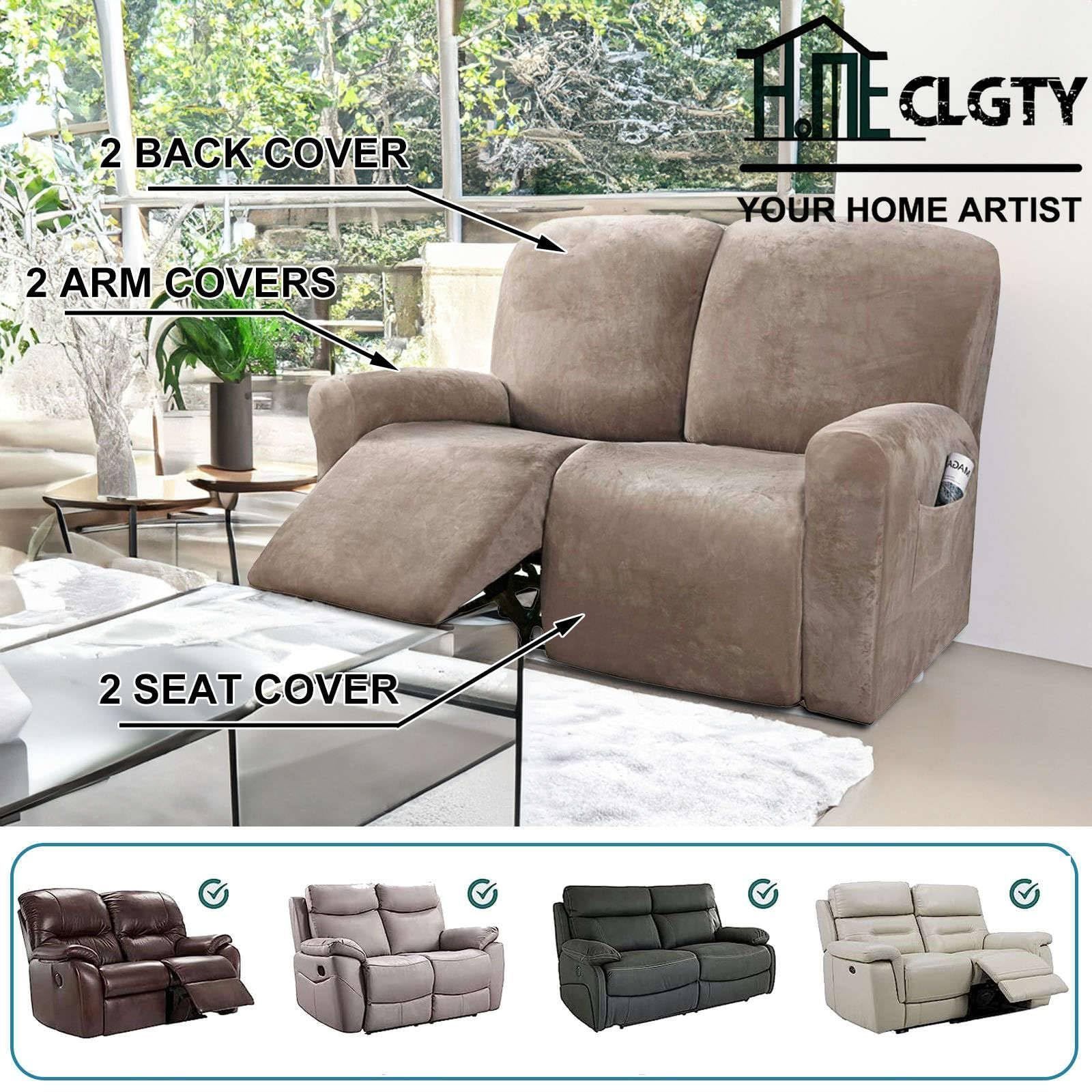 新着商品 ストレッチ ベルベット リクライニングソファーカバー 2人掛け 6-分割タイプ 付 サイドポケッ 電動 リクライニングチェア ソファーカバー 滑り止め ソファーカバー に適用する 子 ペット-トープ-2人掛け