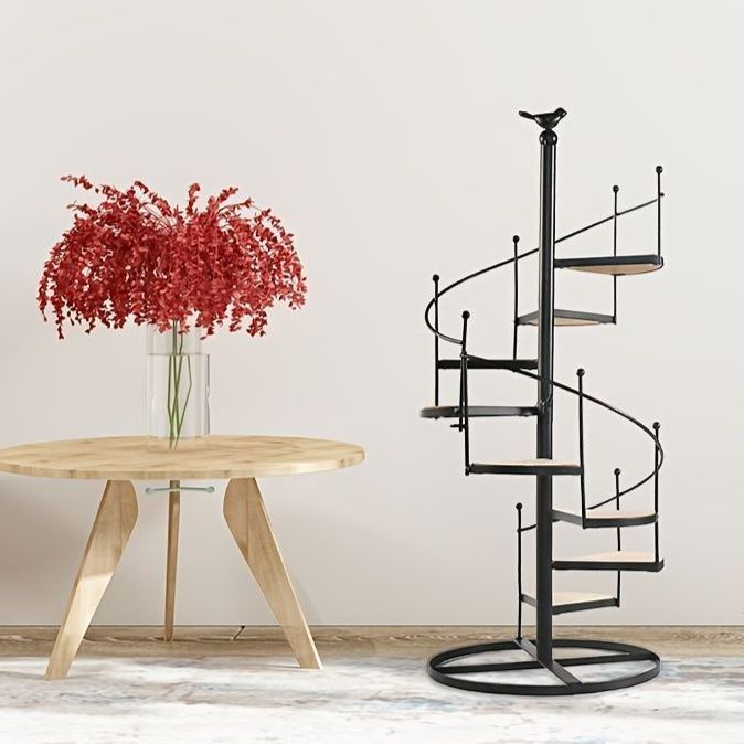 ガーデン オブジェ プランターラック スパイラル おしゃれ 8段 ビンテージ アイアンウッド 回転プランツスタンド 錆びにくい 屋内 屋外用 多層展示台 バルコニー リビングルーム ガーデンデコレーション アイアンウッド製 ヴィンテージ風 ホワイト ブラック