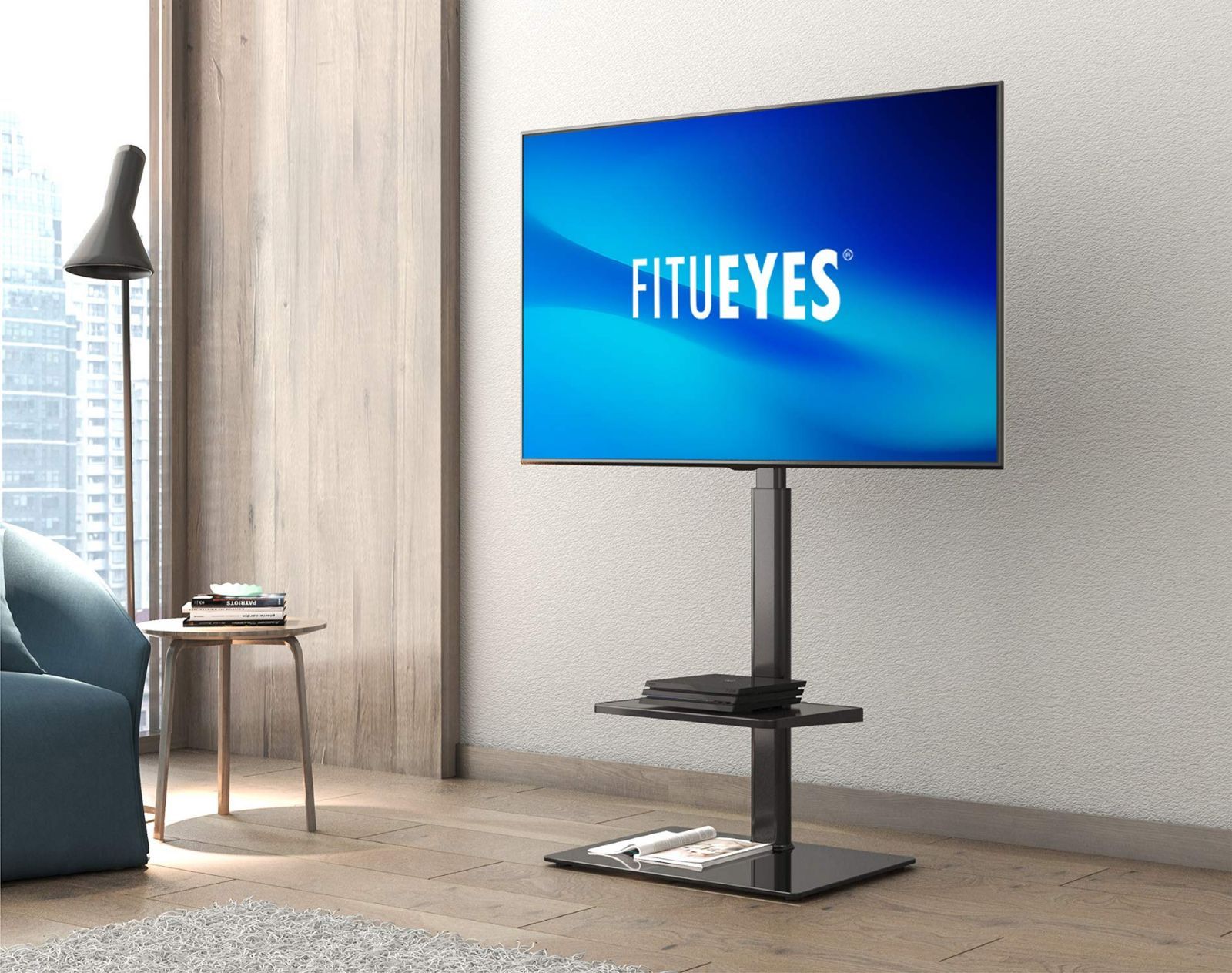 配送日指定可 FITUEYES 壁寄せテレビスタンド TT206001GB ブラック