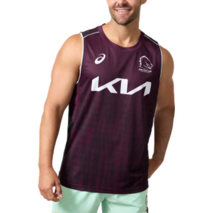 【海外Mサイズ】NRL ブリスベン・ブロンコス トレーニングタンクトップ 送料無料・匿名配送】アシックス NRL ブリスベン・ブロンコス