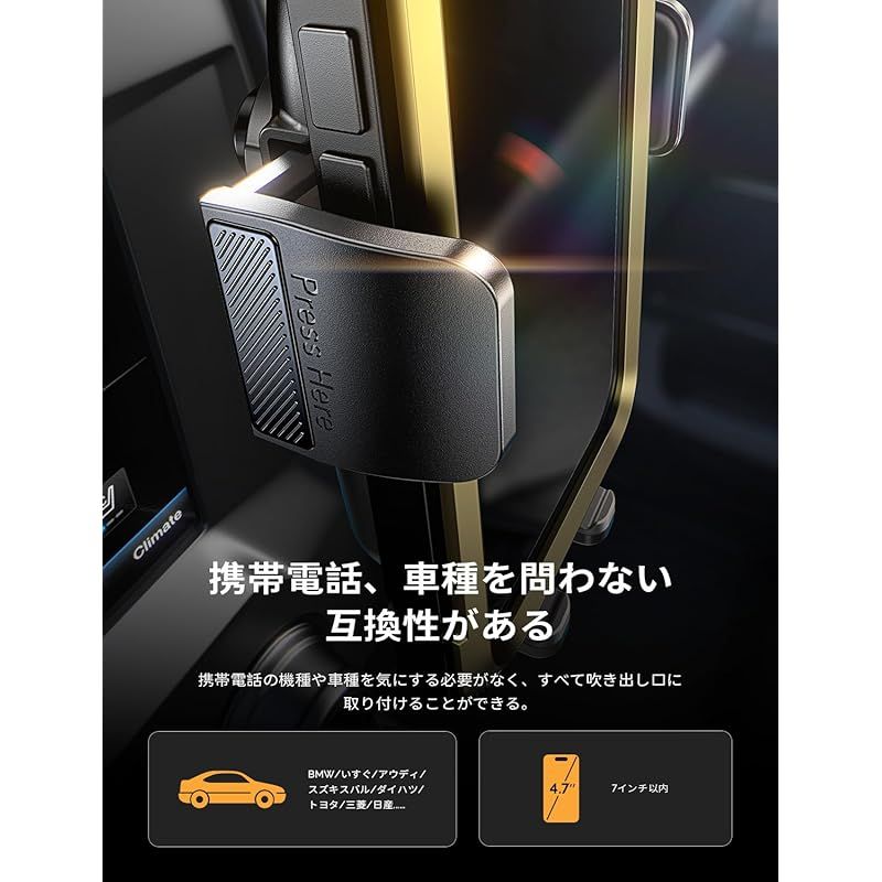 LISENスマホホルダー 車 【2023革新！驚安定の車載スマホ ホルダー】二重360°調整 自転車 スマホホルダー エアコン 吹き出し口 車載スマホホルダー 片手操作 車 スマホスタンド 超強力構造 スマホホルダー 自転車 安定性拔群 不動のサポート力 車 