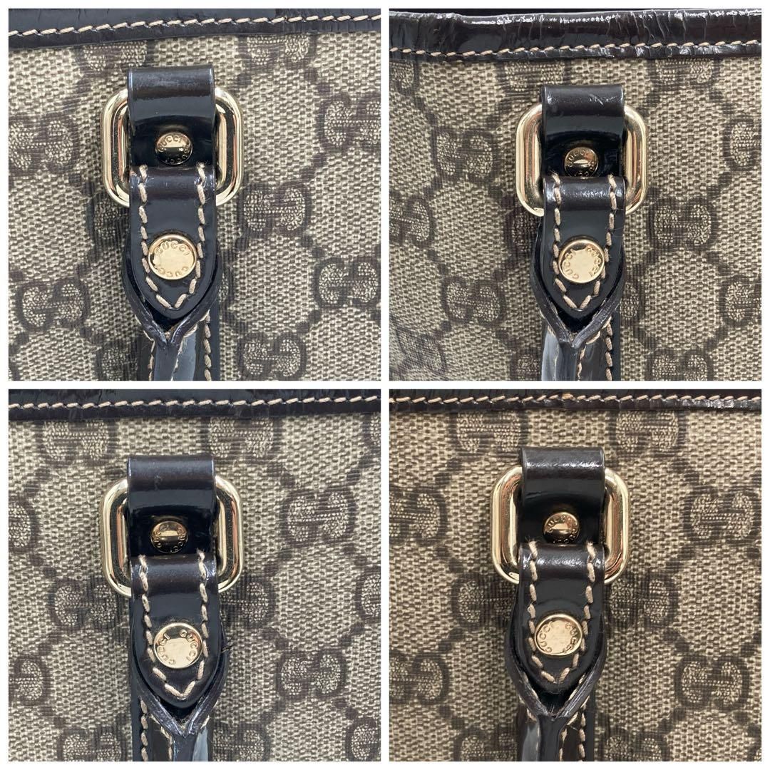 グッチ　美品　トートバッグ　スプリーム　GG柄　PVC レザー　メンズ　ブラウン ⭐️美品⭐️GUCCI グッチ トートバッグ GG スプリーム ブラウン