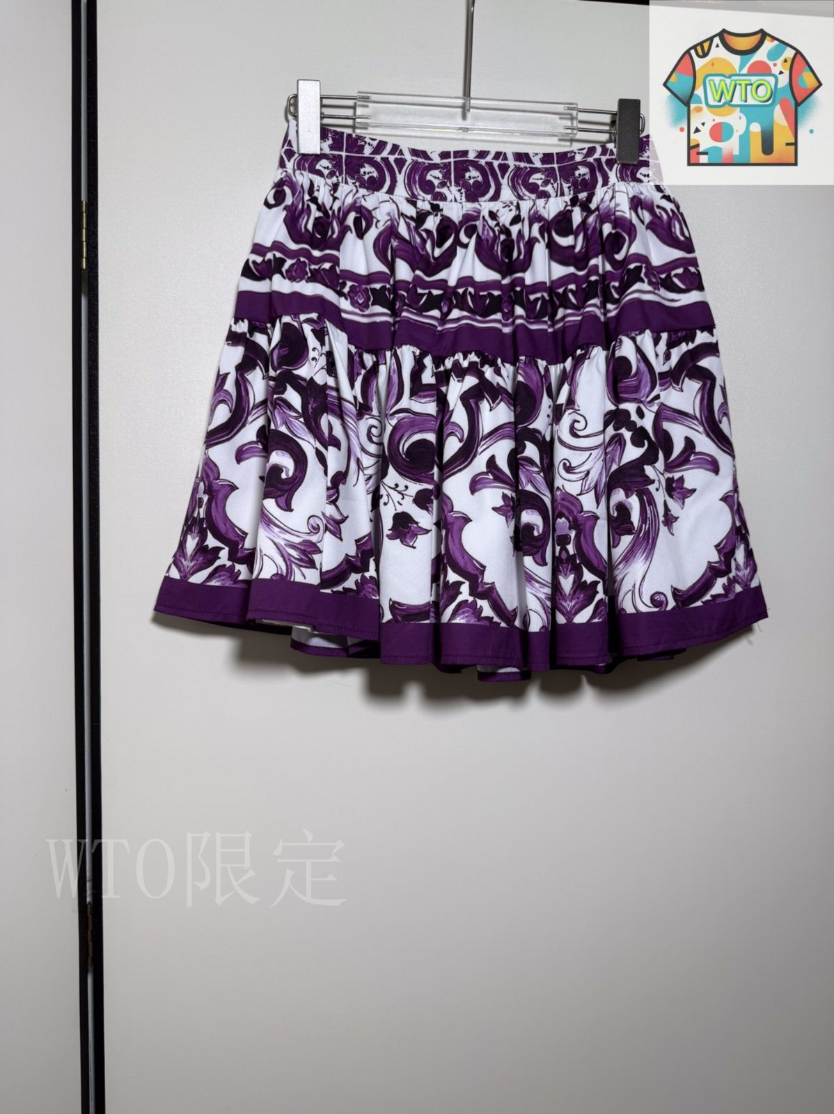 今日WTO】Dolce&Gabbana Purple Majolica Off-Shoulder Skirt