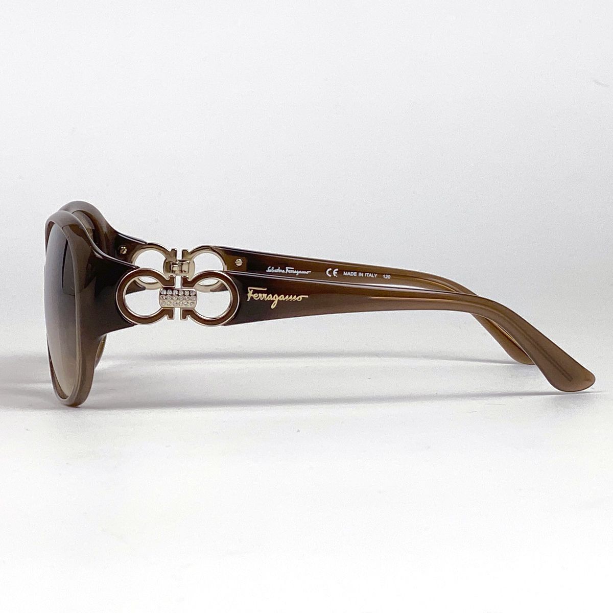 サルヴァトーレフェラガモ Salvatore Ferragamo ガンチーニ サングラス アイウェア グラデーション サングラス プラスチック ラインストーン ブラウン SF896SRA レディース