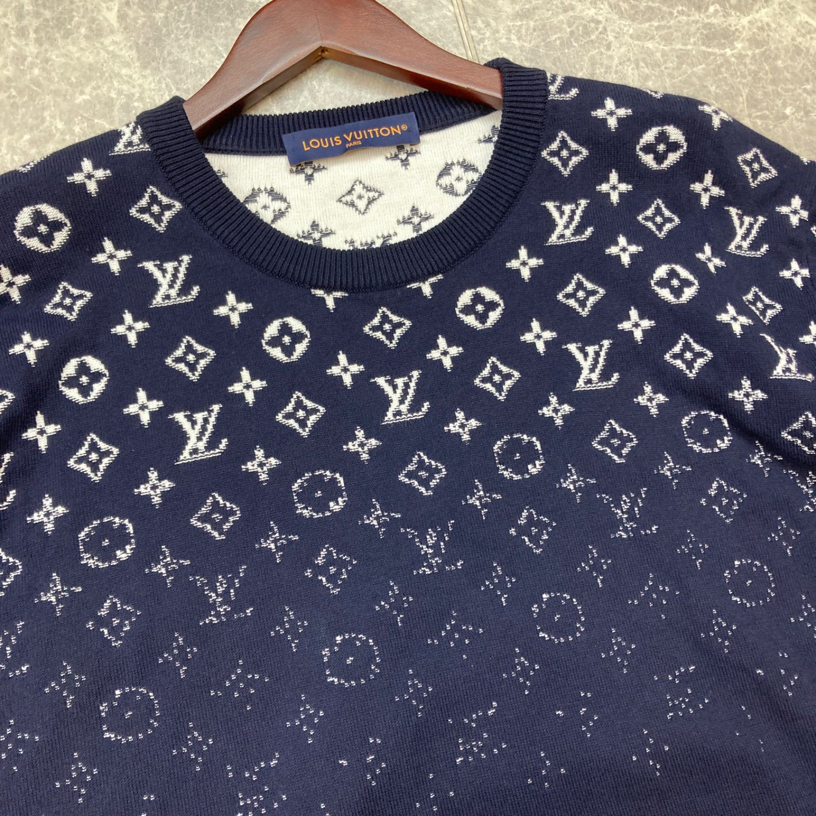 高級 24AW ルイヴィトン モノグラム クルーネック コットンニット LOUIS VUITTON ルイ・ヴィトン Louis Vuitton モノグラム