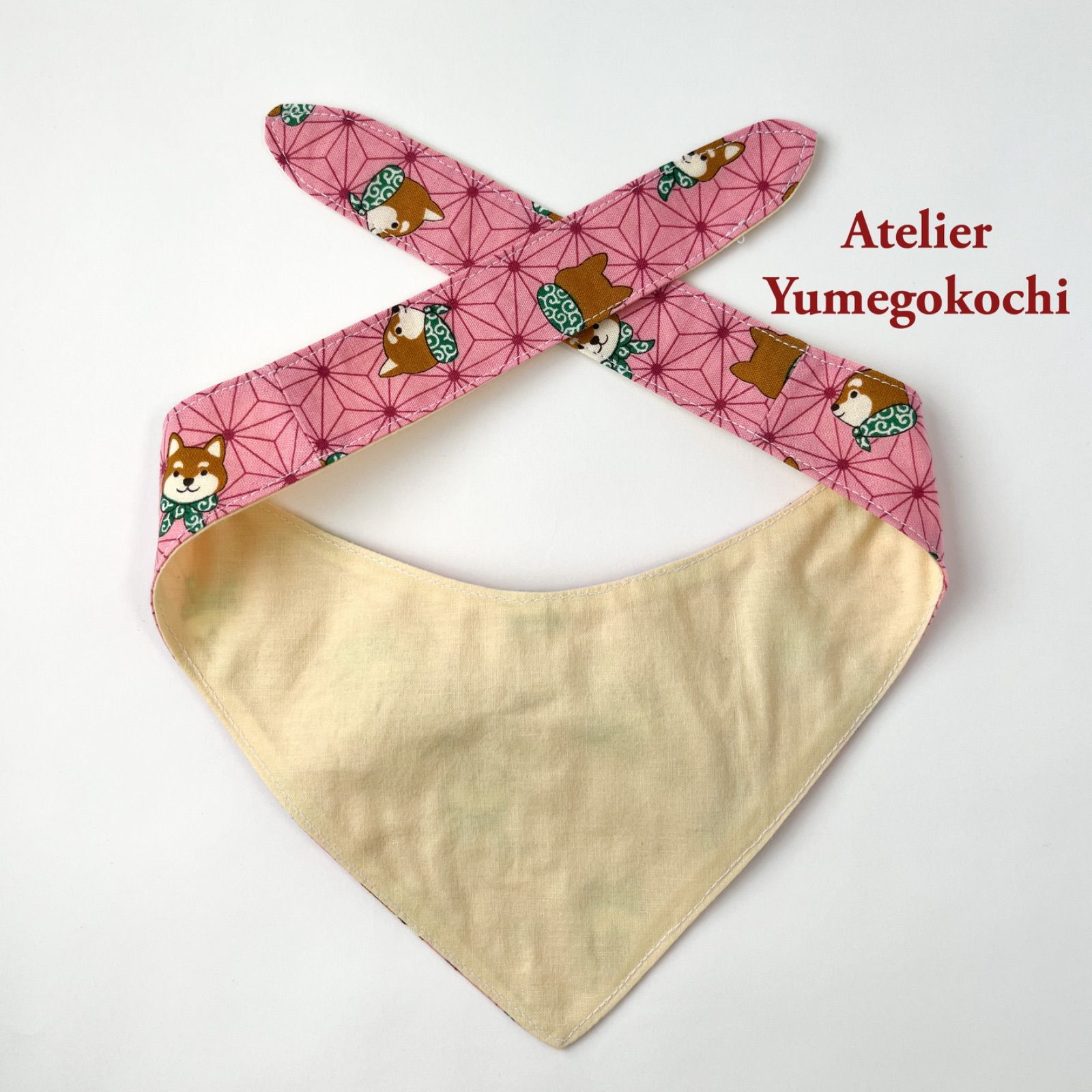 ハンドメイド　犬　リバーシブルスタイ　バンダナ　兜　端午の節句　柴犬柄　龍和柄 ハンドメイド犬リバーシブルスタイバンダナ兜端午の節句柴犬柄龍和柄