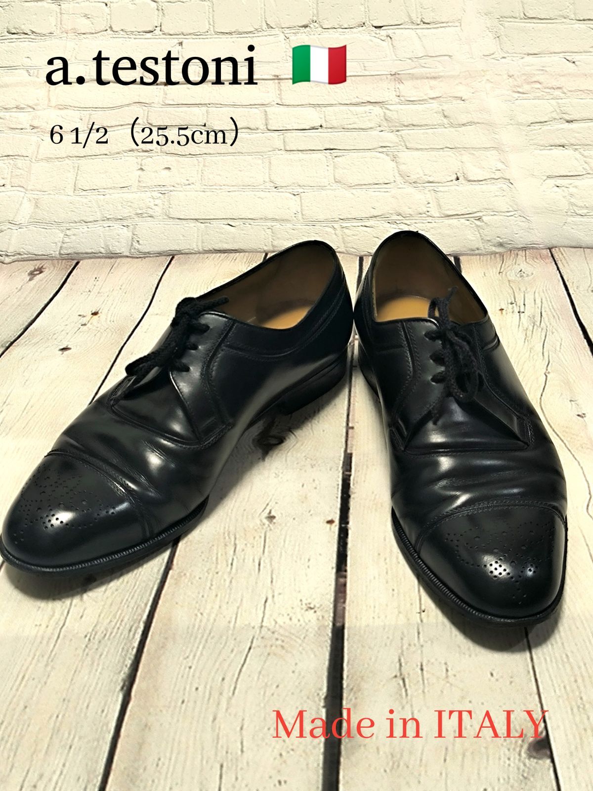 美品 アテストーニ 本革黒 スリッポン a.testoni 26.5㎝ モカシン ms11559-blk_01.jpg