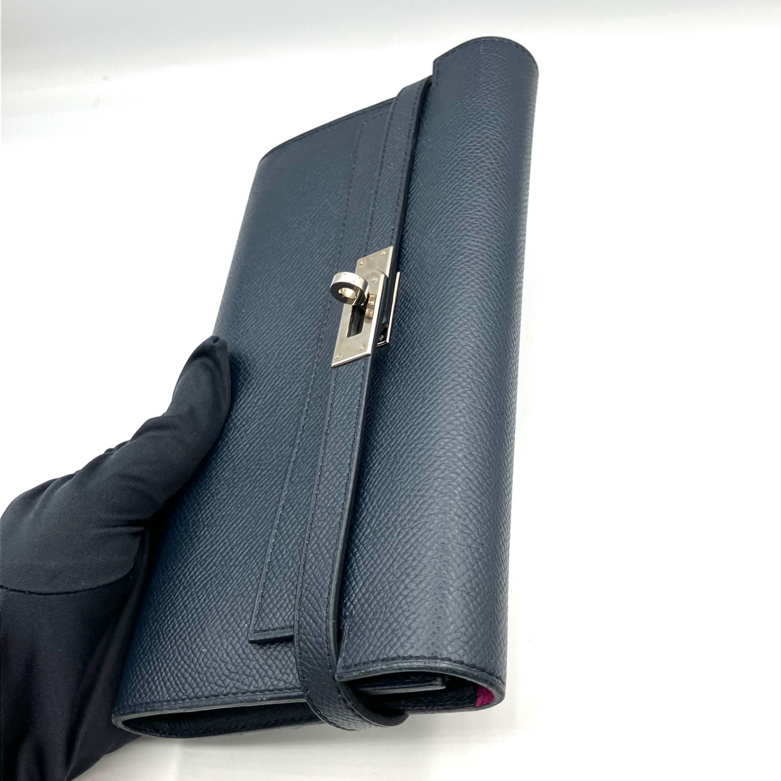エルメス ケリー財布　エプソン ブルーインディゴ/ローズパープル A刻印 エルメス ケリー財布エプソン ブルーインディゴ/ローズパープル