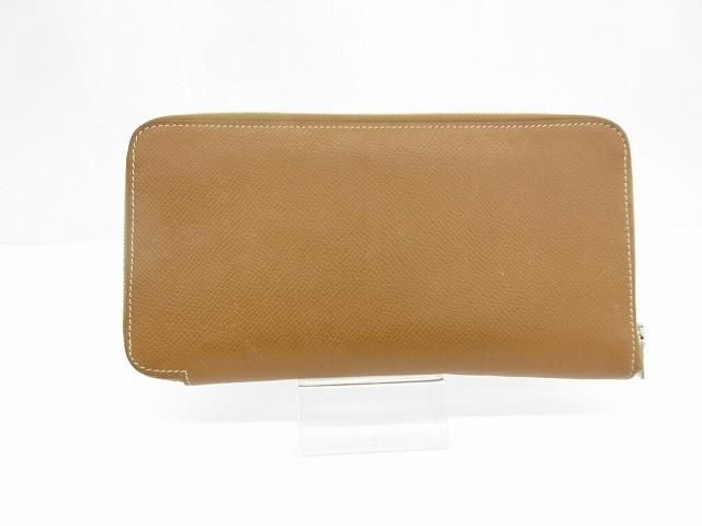 エルメス HERMES アザップロング シルクイン ヴォーエプソン SV金具 ラウンドファスナー 長財布 M刻印 ブラウン系 レディース