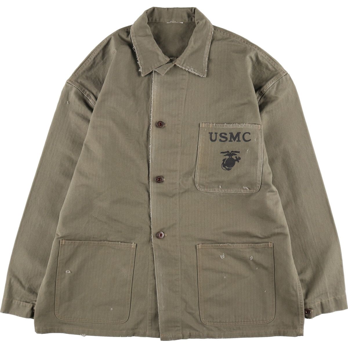 【美品】USMC P-41 HBT レプリカ 古着 USMC P-41 ミリタリー HBTジャケット レプリカ メンズXXL相当