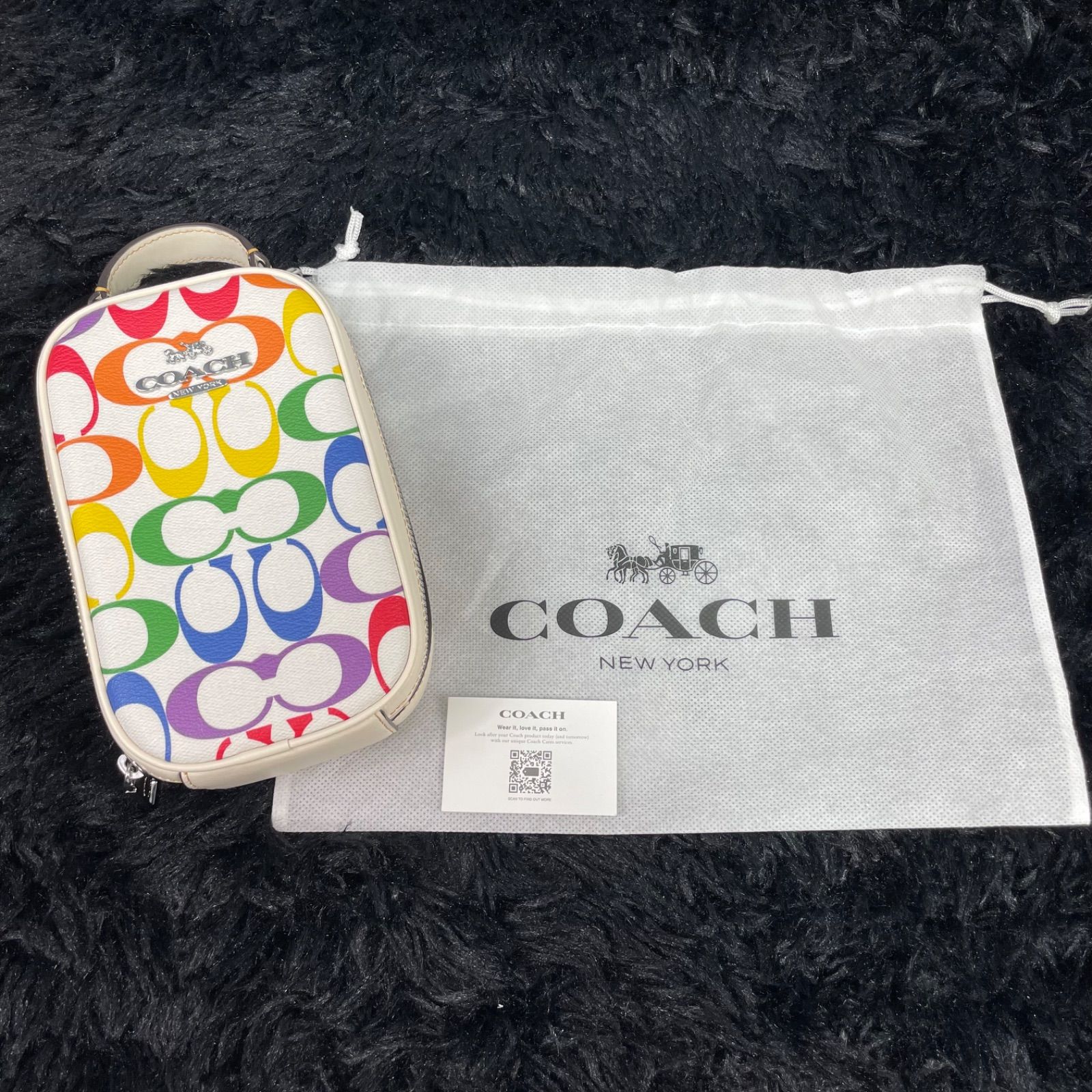 【新品•未使用品】COACH コーチ　エヴァ フォーン クロスボディ・レインボー シグネチャー キャンバス CK189