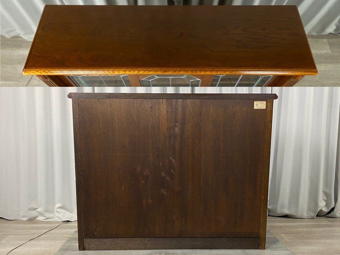 GT91 三越 家具 ブルージュ オーク ガラス キャビネット ステンド  