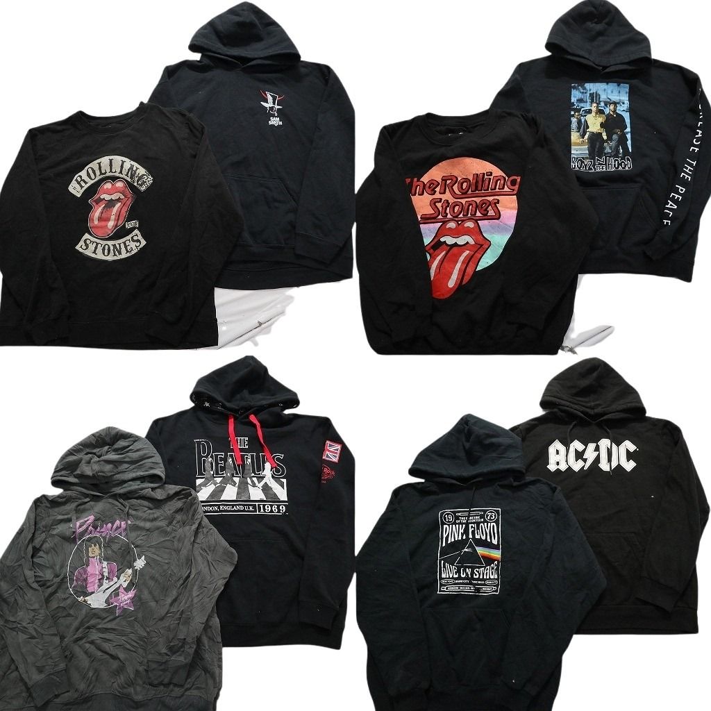 古着卸 まとめ売り 音楽・バンド スウェット 8枚セット (メンズ L /XL /2XL ) ローリングストーンズ ピンクフロイド  古着 NB0909