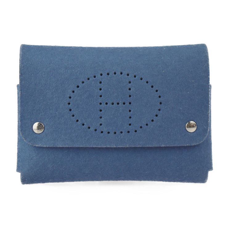 HERMES エルメス ポーチ フェルト ブルー系 シルバー金具
