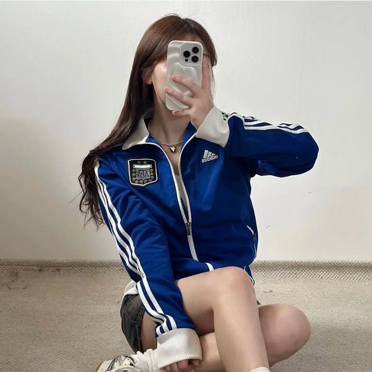 adidas アディダス アルゼンチン人 フットボール ジャージ ジップアップ トラックトップス