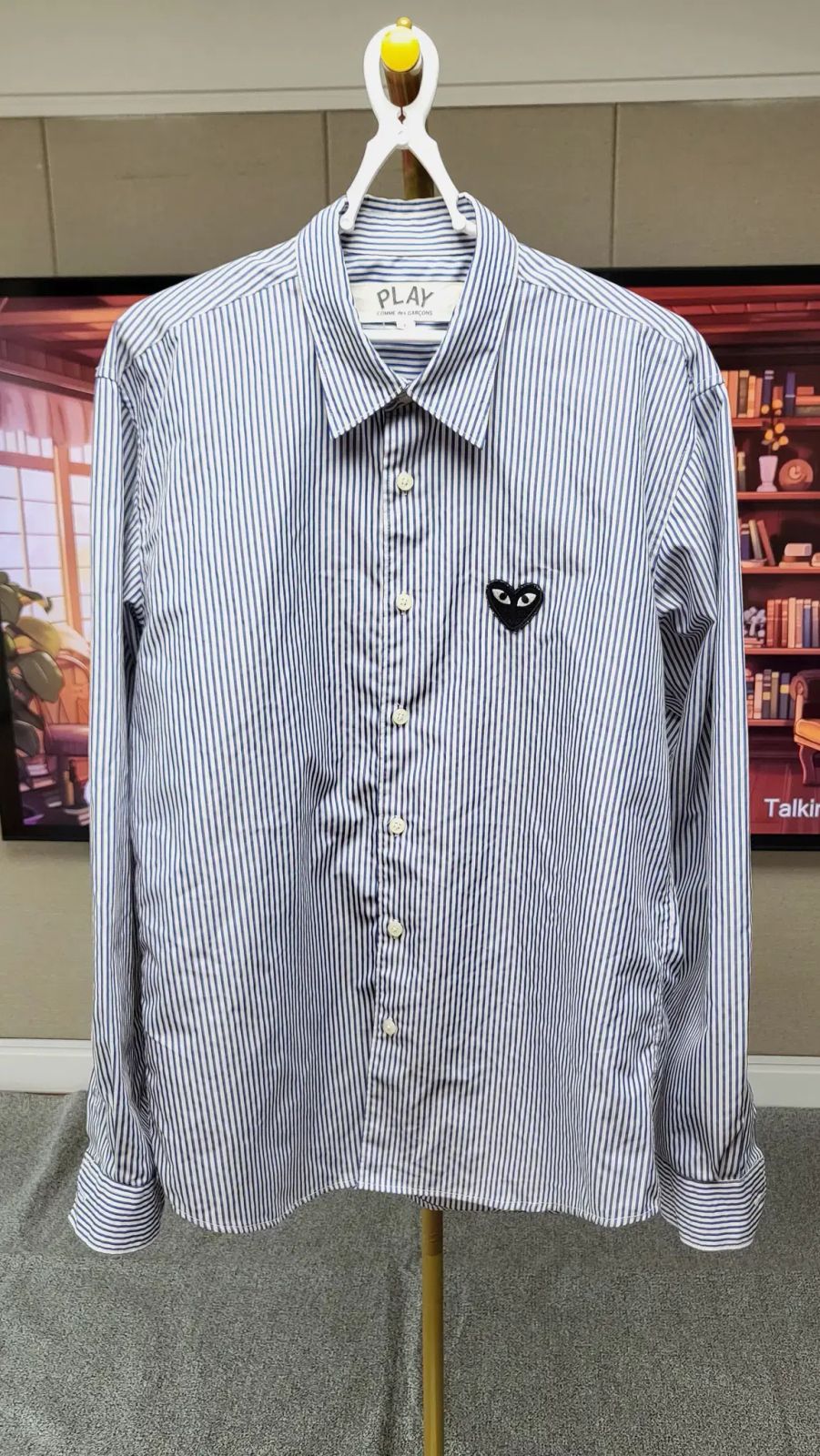コム デ ギャルソン PLAY ストライプ シャツ ブルー L