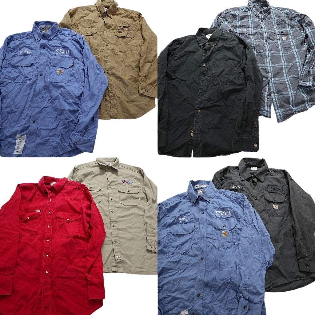古着卸 カーハート Carhartt 長袖シャツ 8枚セット メンズ M |L ワンポイント ウエスタン チェック ワッペン 古着 NA9490