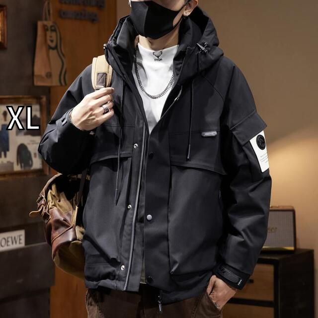 XL 秋冬 コーデ メンズ 服 シンプル ファッション オシャレ 大人 かっこいい 大きいサイズ ストリート 紳士服 アメリカン フード付き ワークウェア ダウン ジャケット レディース レトロ アウトドア カップル兼