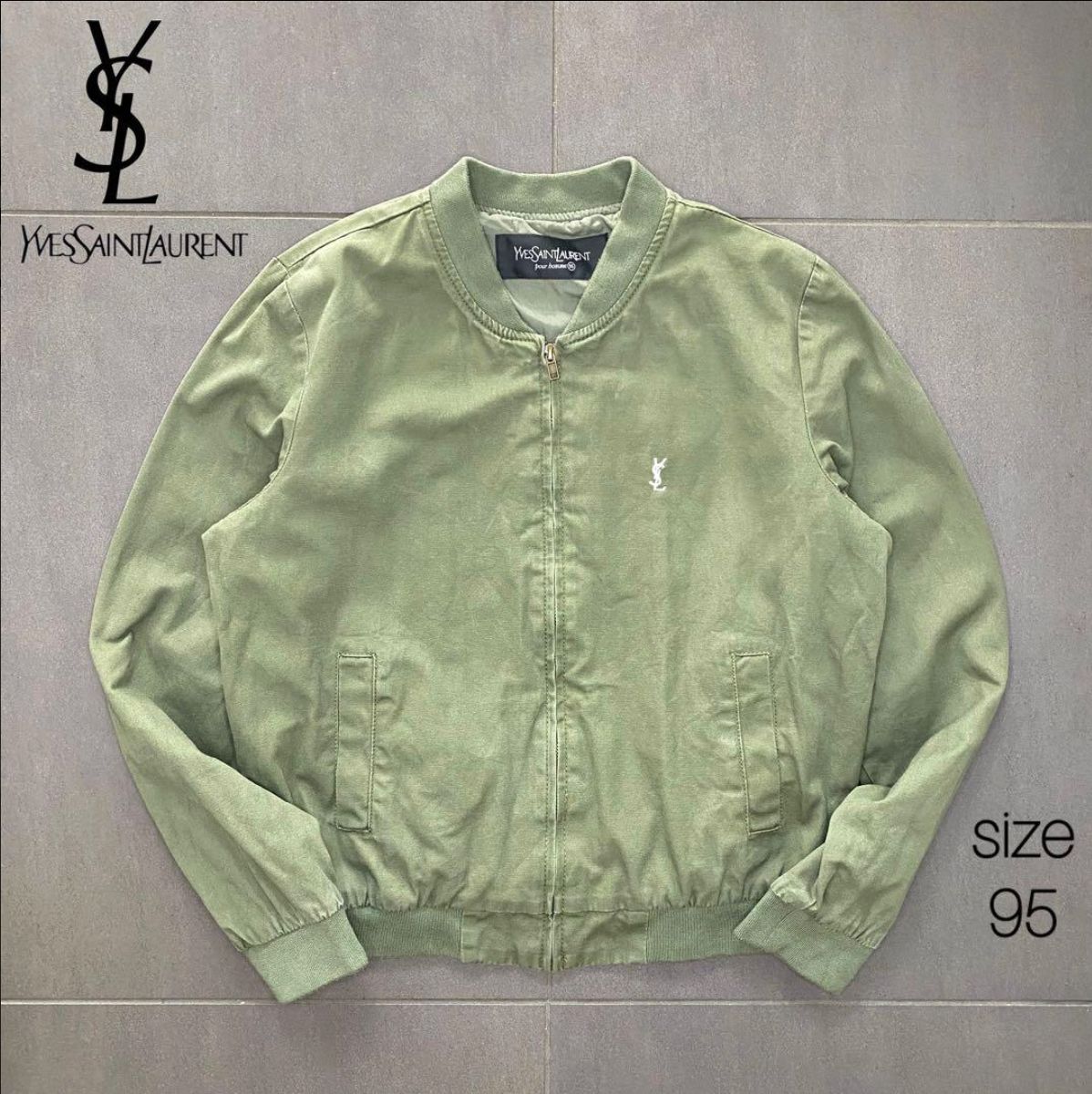 イヴ・サンローラン 刺繍ロゴ ジップアップ ブルゾンsize95（Mぐらい