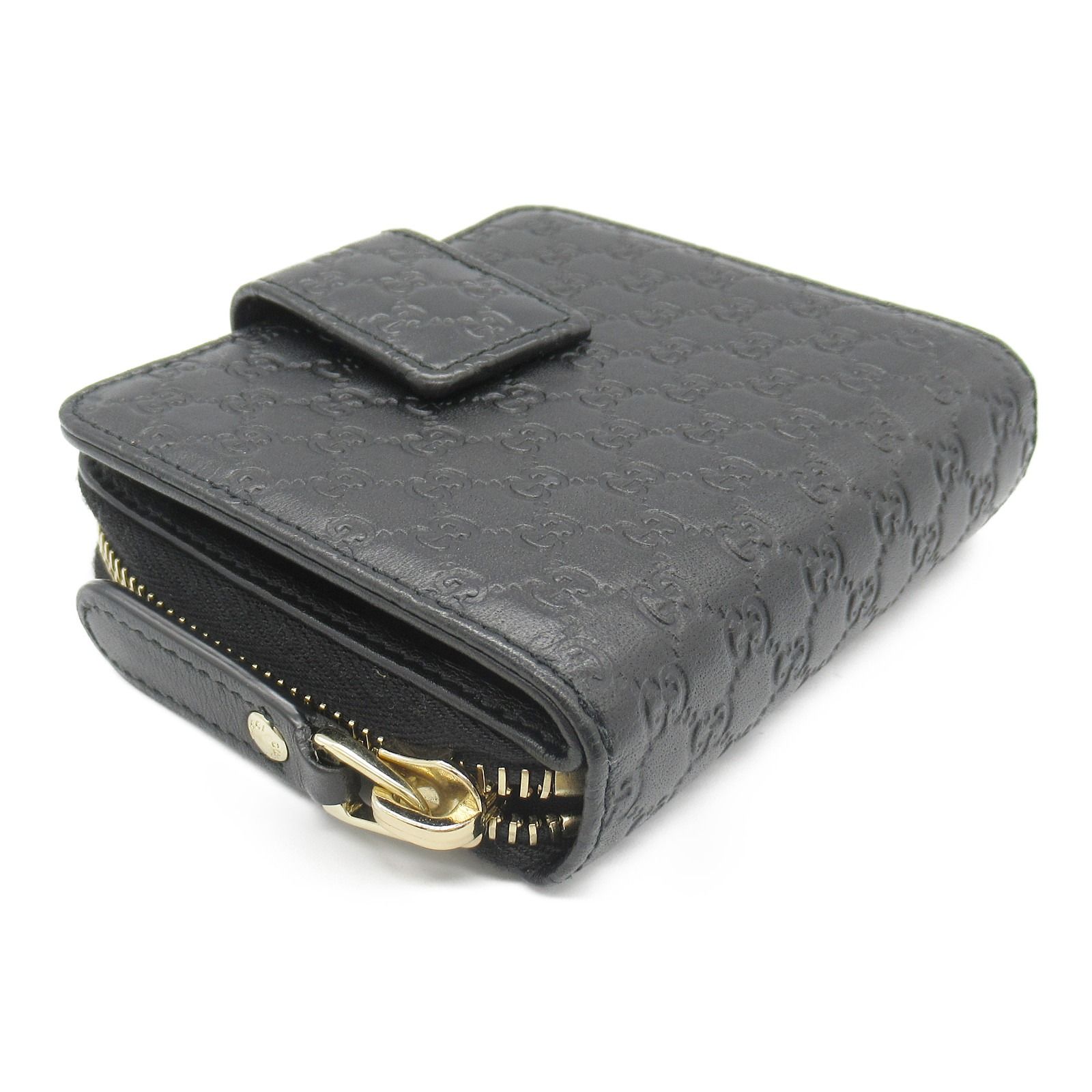 GUCCI 黒 レザー 二つ折り財布 GUCCI グッチ レザー 二つ折り財布 黒 ブラック A1321W4 - メルカリ