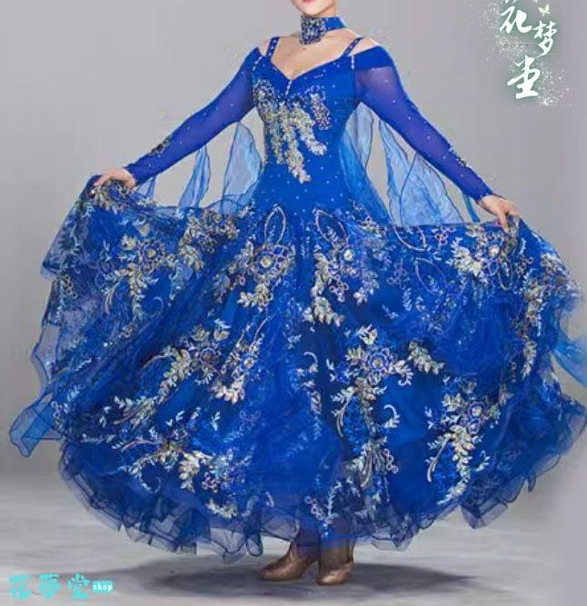 25年 ♥新色 社交ダンスドレス モダンダンス 華やか キラキラ オーダーメイド 撮影会 舞台 イベント 花夢堂-116