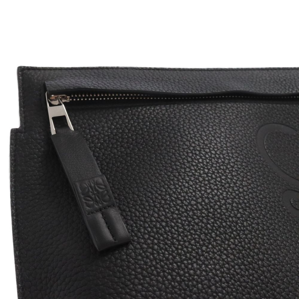 バッグ LOEWE ロエベ Tポーチ 黒 シルバー金具 レザークラッチバッグ