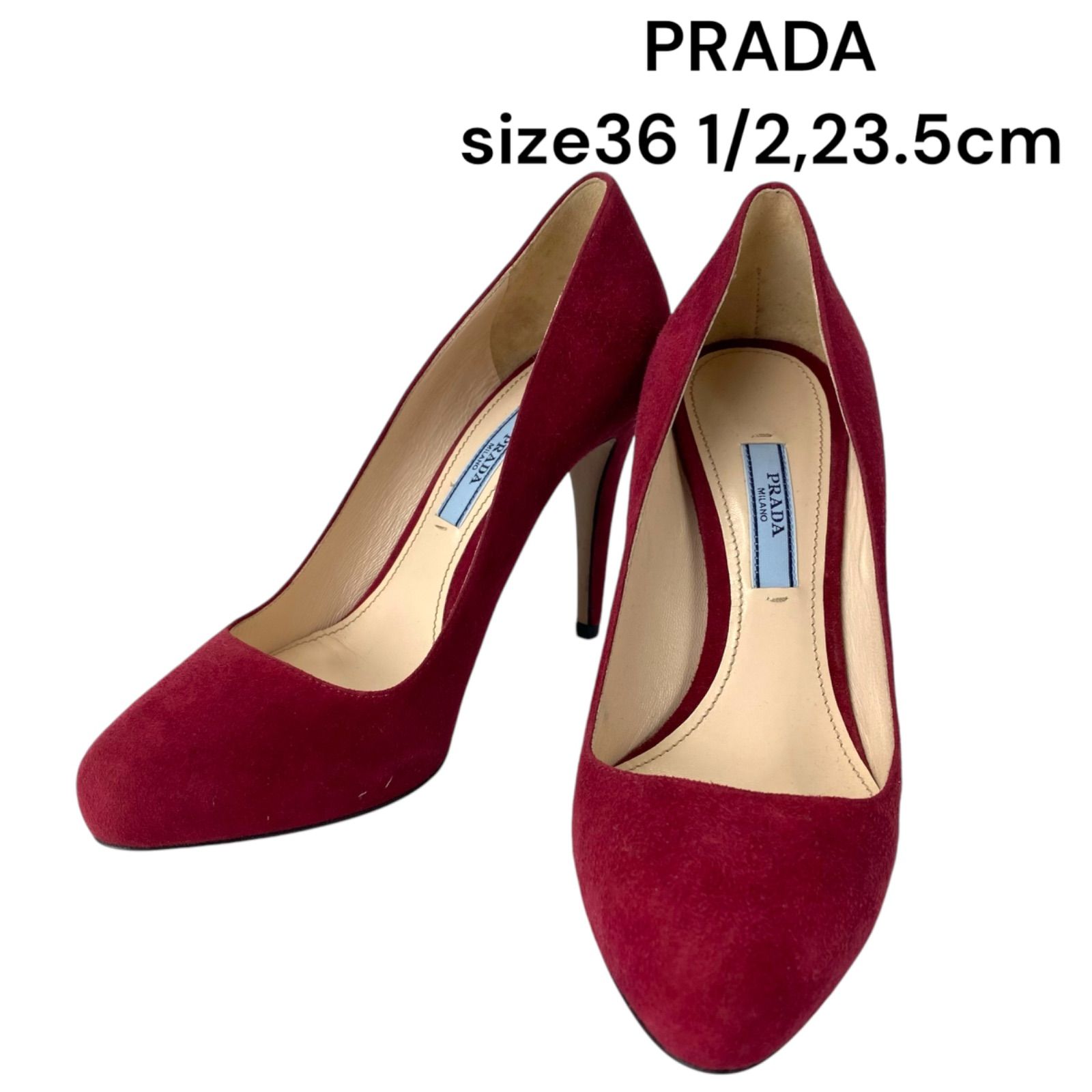 美品 プラダ PRADA 36ハーフ、23.5cm パンプス スウェード