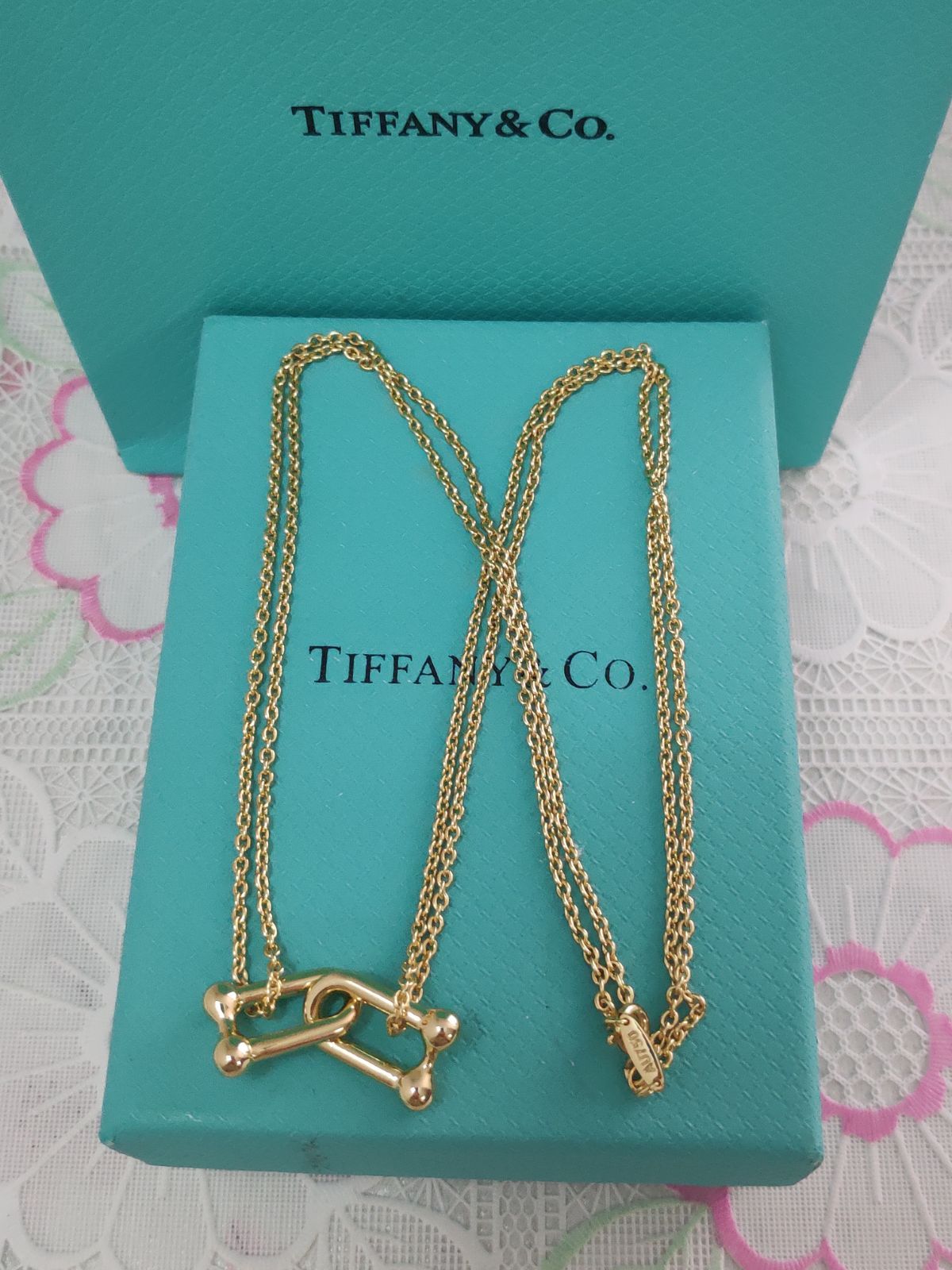 ティファニー✨Tiffany&Co ネックレス 金色 ハードウェア ダブル