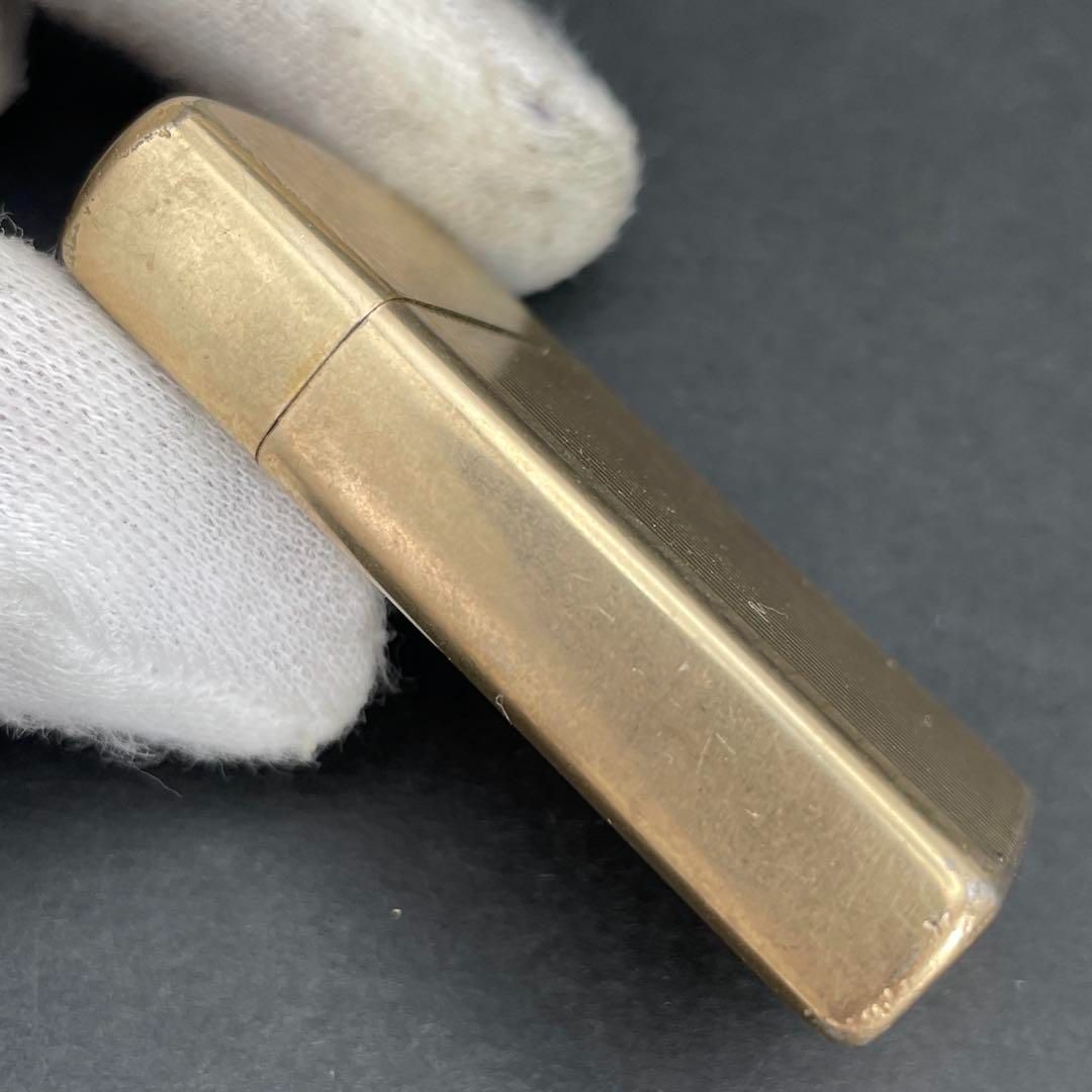 Zippo 10K金張り スリム エンジンターン 筆記体ロゴ 10KGF 金メッキ