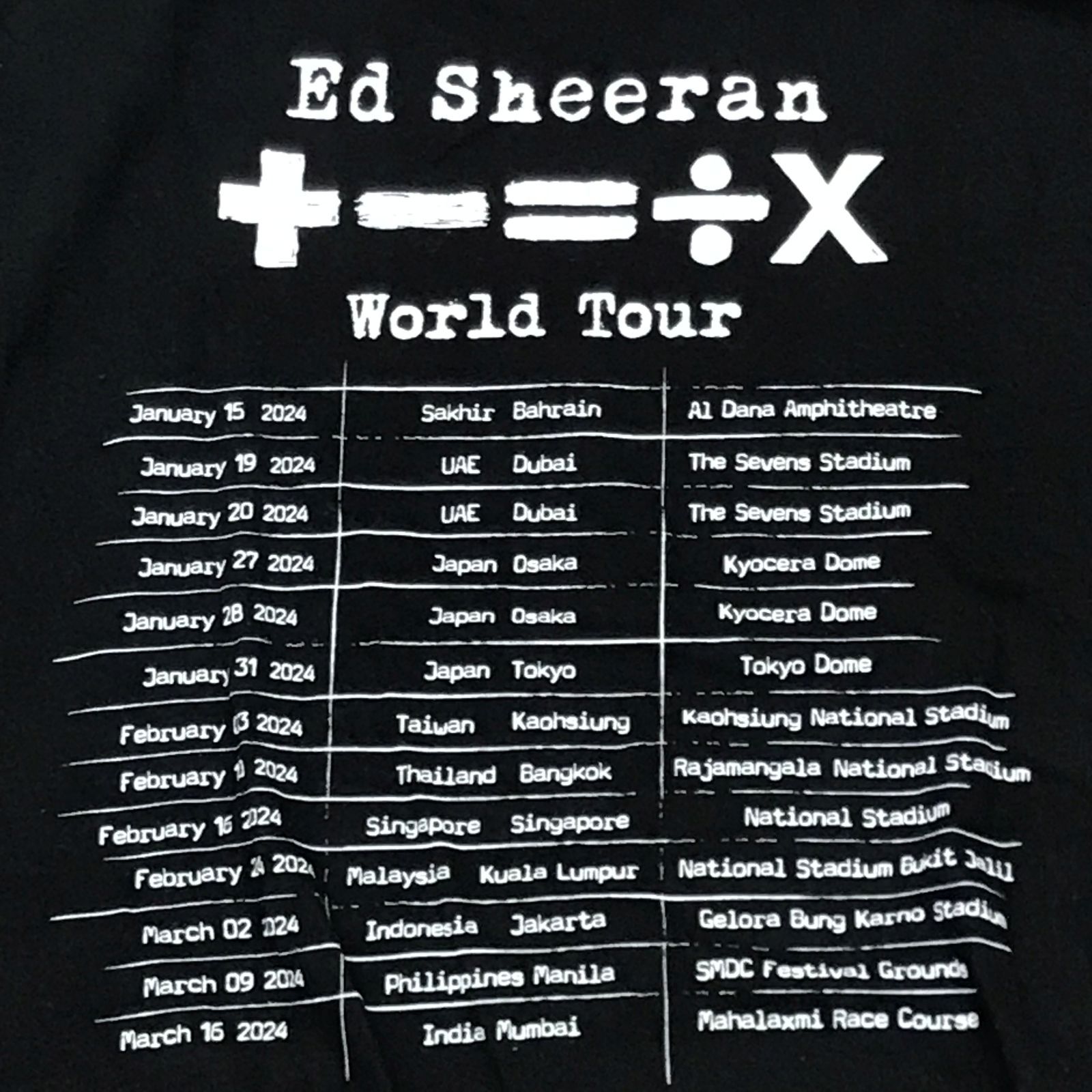 Ed Sheeran Tour 2024 エド シーラン Tシャツ Mサイズ - メルカリ