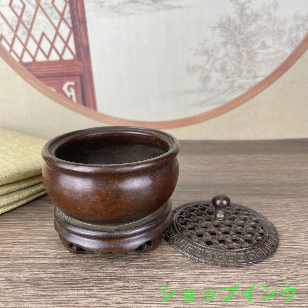 銅器 連体台座薫炉 香道具 茶台香炉 装飾品 工芸品 美術品 置物