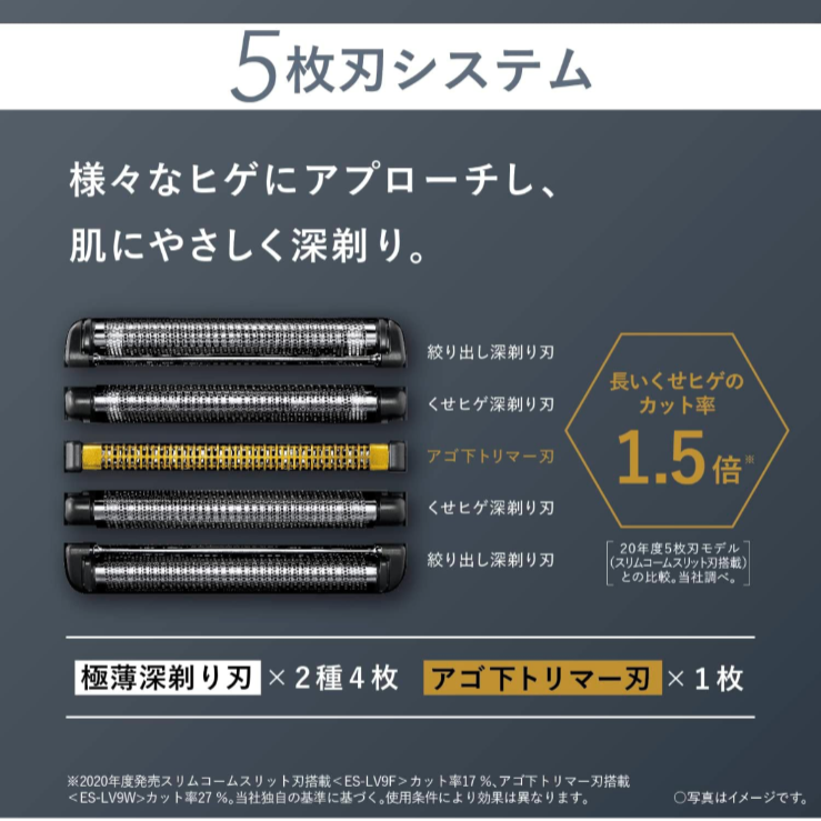 パナソニック ラムダッシュPRO メンズシェーバー 5枚刃 お風呂剃り可 黒 ES-LV5W-K