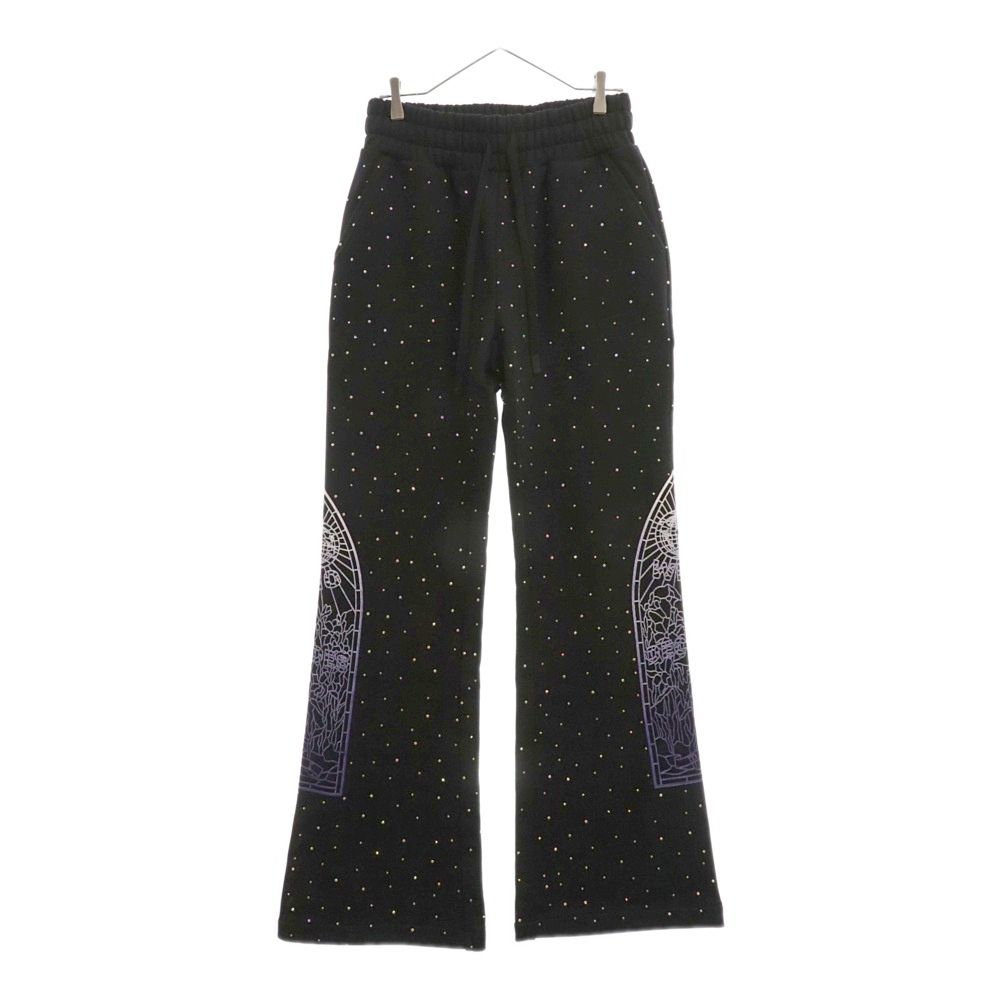 WHO DECIDES WAR (フーディサイズウォー) RHINESTONE SWEATPANT ラインストーンスウェットパンツ フレアパンツ ブラック