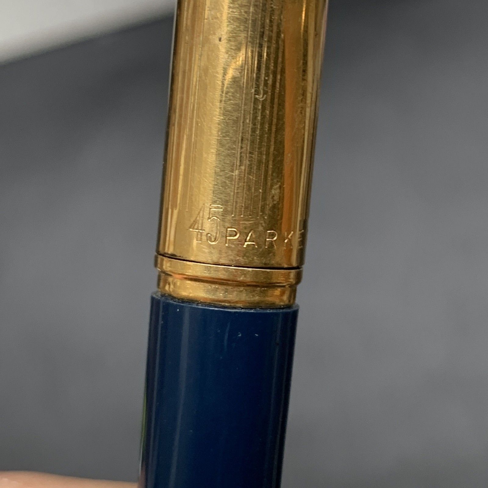 【保障できる！】 P490パーカー 万年筆 45 PARKER ネイビ―×ゴールド 筆記未 【品質保証書】