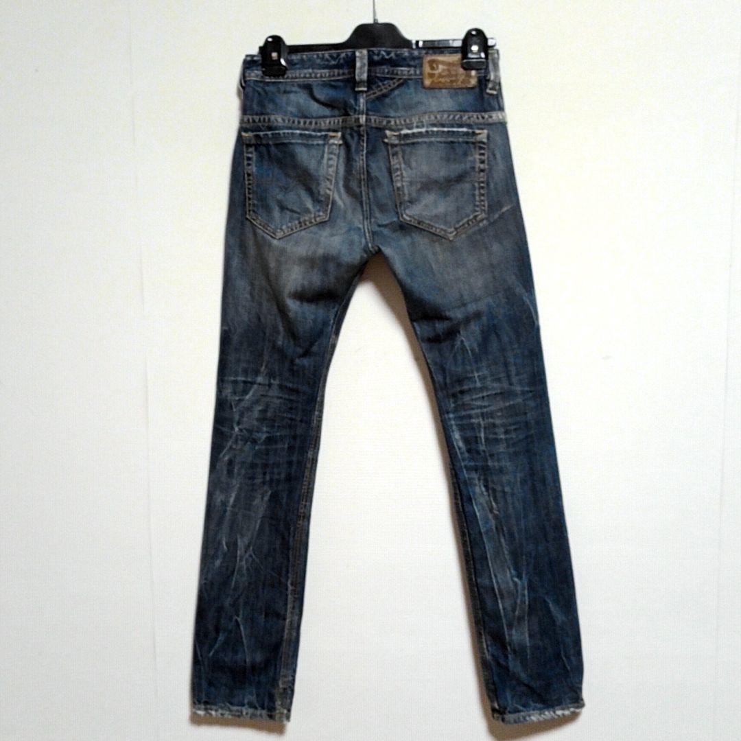 古着 DIESEL ディーゼル THAVAR SLIM SKINNY ヴィンテージダメージデニム ジーンズ 牛革パッチ メンズ W28L30  ダメージジーンズ・ジップフライ・ロゴボタン・ロゴ牛革パッチ・ヒゲ・ハチノス・オールシーズン - メルカリ