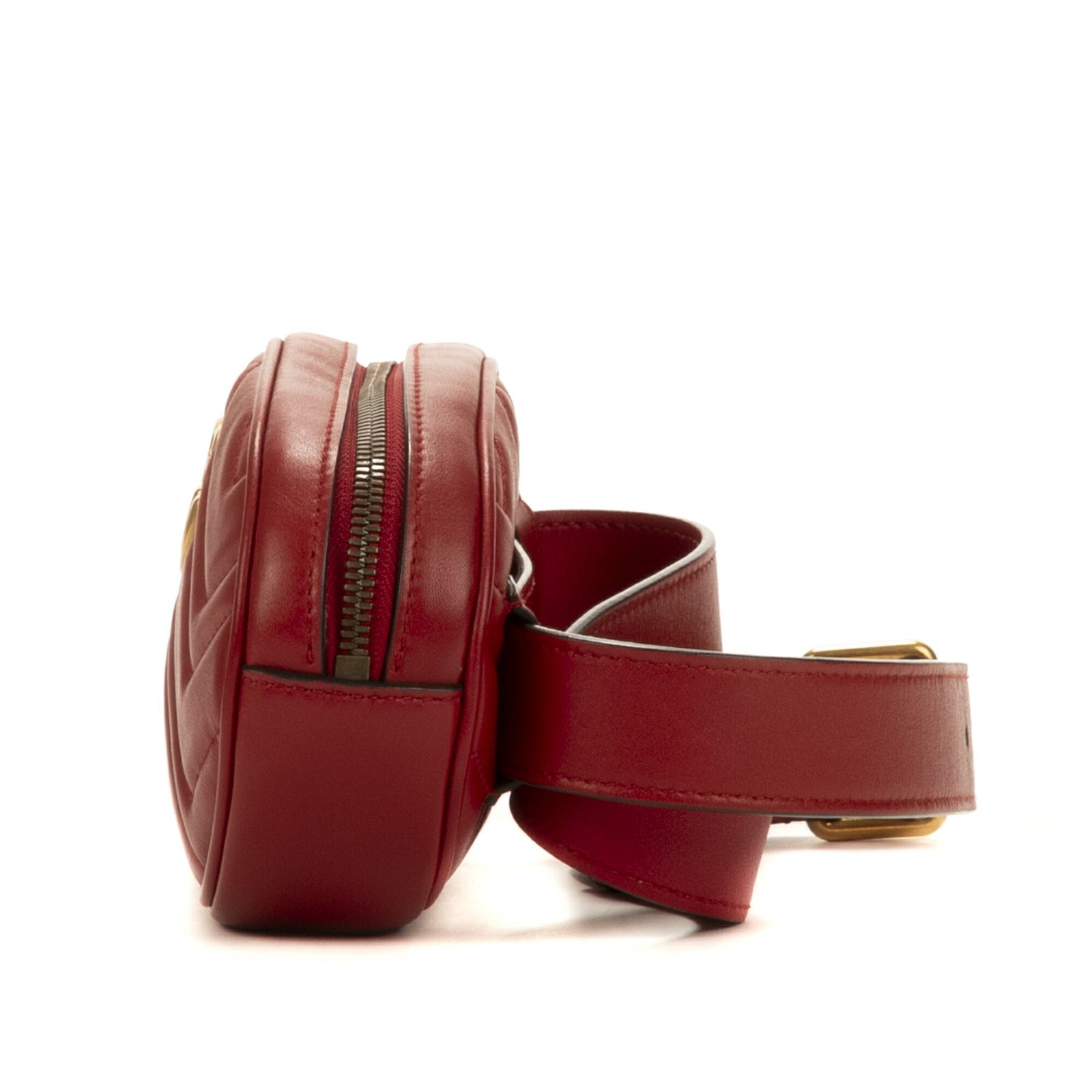 グッチマーモント ベルトバッグ赤カーフスキンレザーA