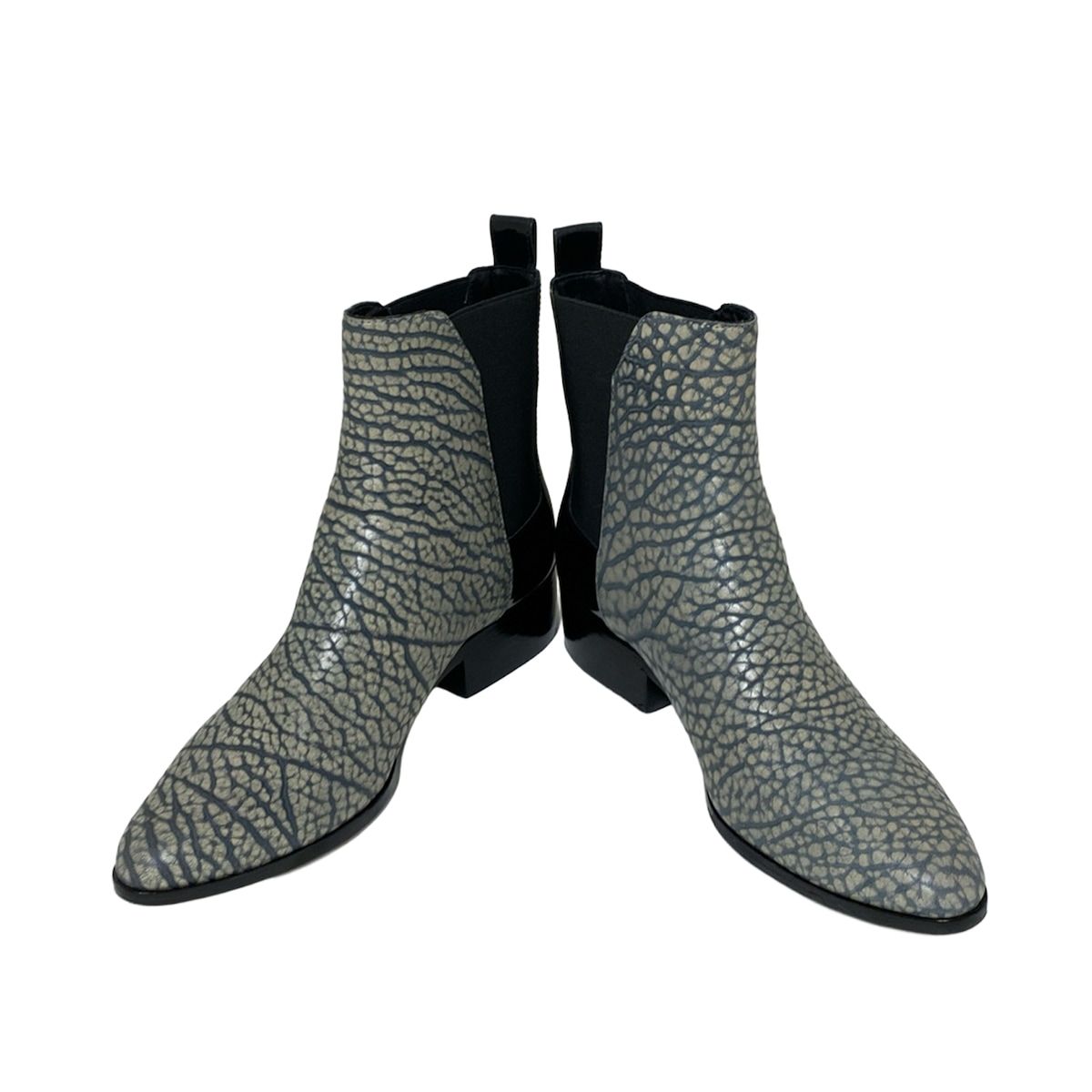 3.1 Phillip lim スリーワンフィリップリム ショートブーツ 37 レディース - グレー×黒 型押し加工 サイドゴア レザー