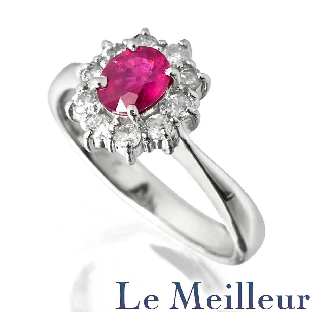 ルビー メレダイヤ Pt900 デザインリング ルビー 0.60ct ダイヤモンド  