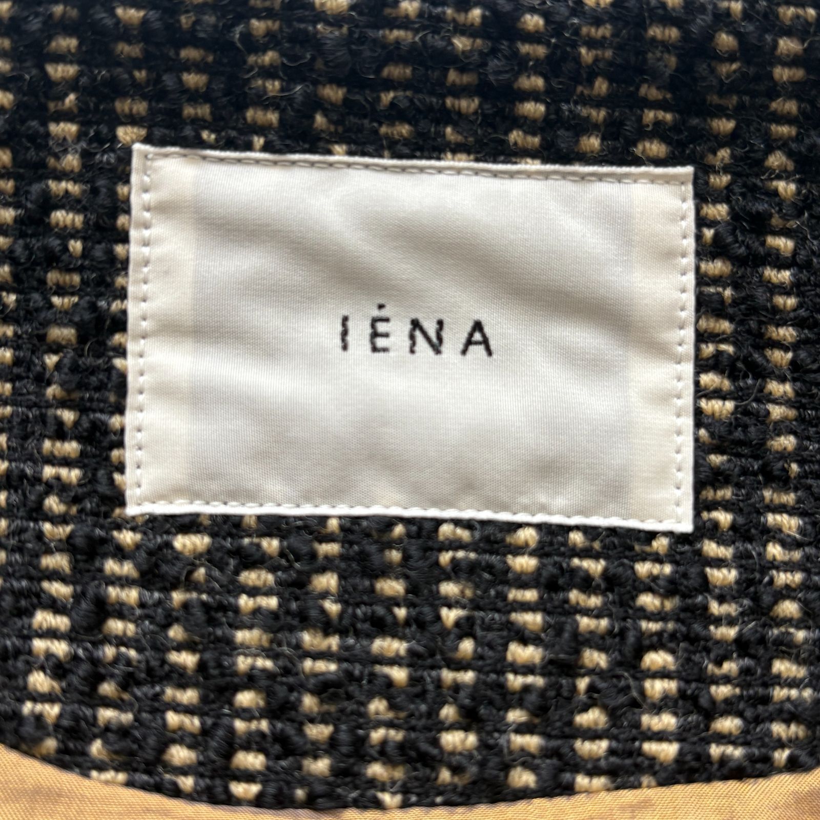 未使用級 IENA イエナ リングツイード ボトルネック コート ブラック