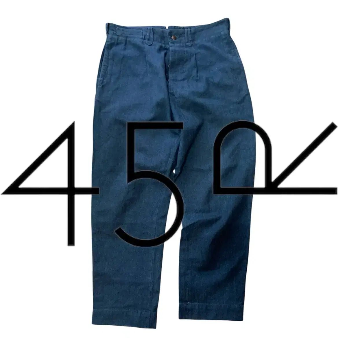 45R 美品 45R コットンリネンデニムのキュロット 2 ブルー caqu サキュウ FS リネン アンクル テーパード パンツ メール便