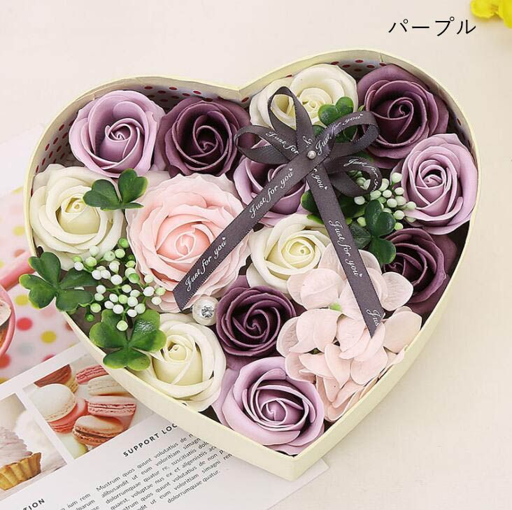 ハート形花束ソープフラワーロズ ソープフラワー ハートのアレンジ 1個 花束 誕生日 記念日 お礼