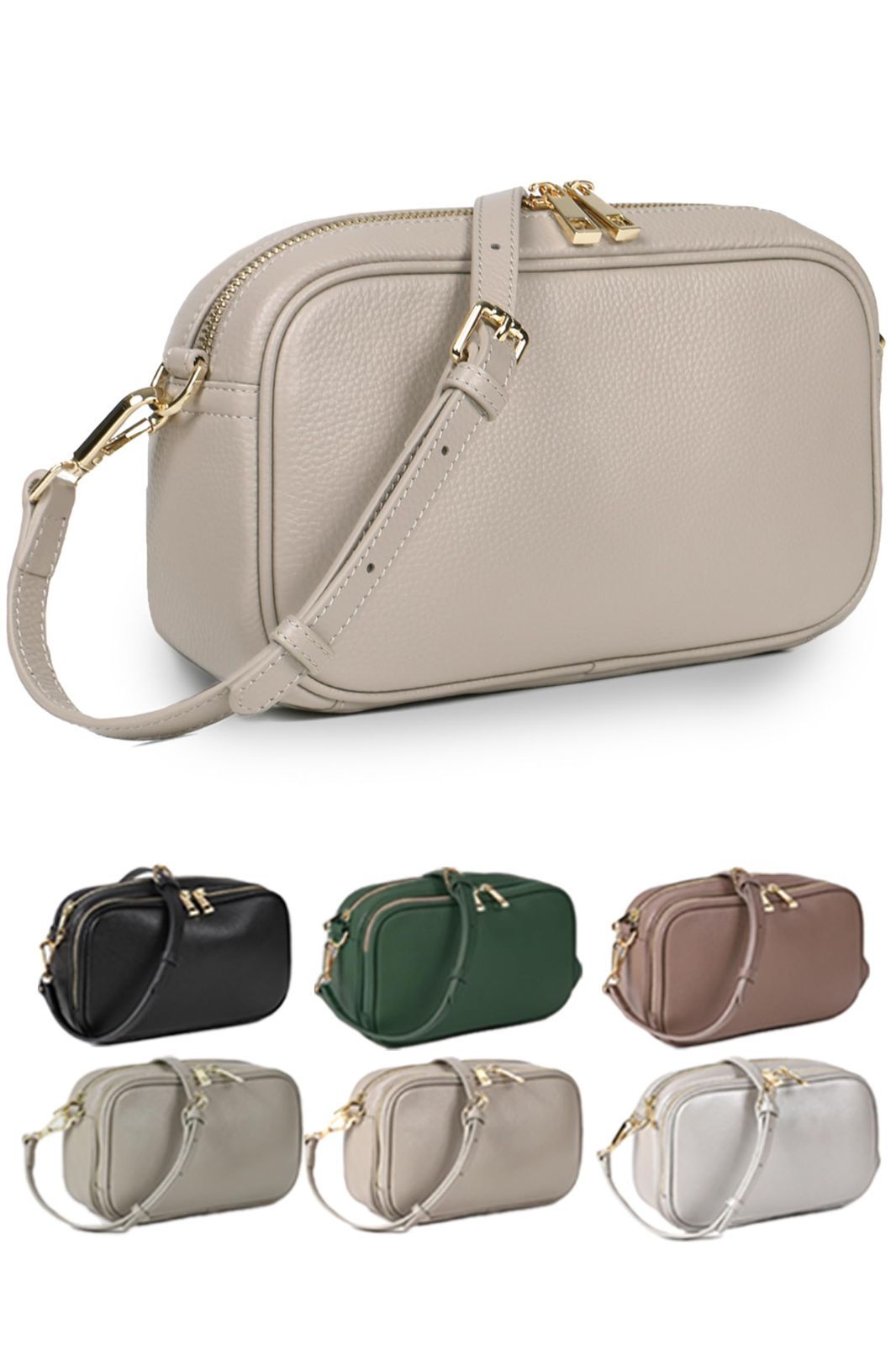 Color ライトグレージュ お財布機能なし LASIEM ラシエム ペットボトルが入る ショルダーバッグ レディース 斜め掛けバッグ ポシェット レザー 本革 ミニショルダーバッグ ストラップ2種類付き Lグレージュ