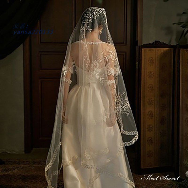 ウエディングベール ウェディングベール コーム付き マリアベール ミドルベール ロングベール 披露宴 花嫁 結婚式 ホワイト米 ブライダル 前撮り 二次会 yan5a220133